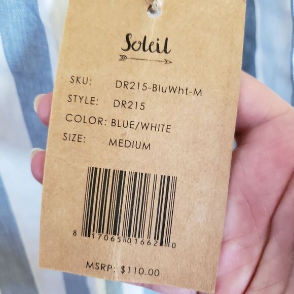 Soleil Open Back Tassel Striped Long Sleeve Mini Dress Size medium - Picture 7 of 10